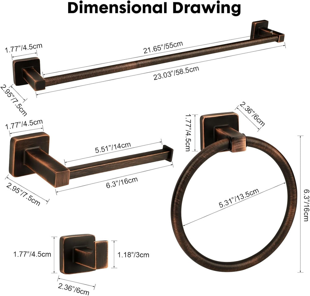 5 Piece Bathroom Hardware Accessories Set Oil Rubbed Bronze,24 Inch Towel Bar...