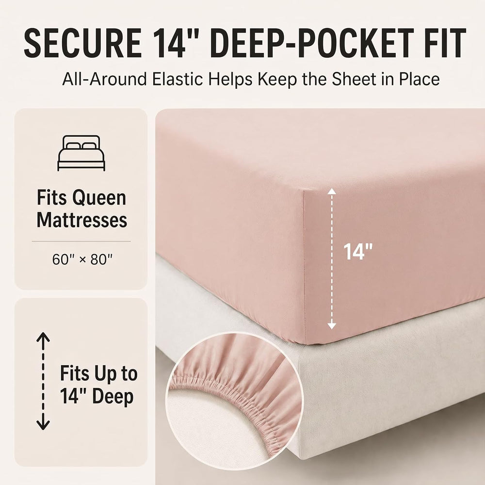 CozyLux Queen Comforter Set Blush Pink - 7 Pieces Bed in a Bag