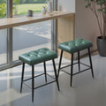 STOOLINK Bar Stools Set of 2, 24 Inch Counter Height Bar Stool for Kitchen Island, Modern Bar Hight Stools with Sturdy Metal Base and Thickened Saddle Cushion, 330Lbs, Green