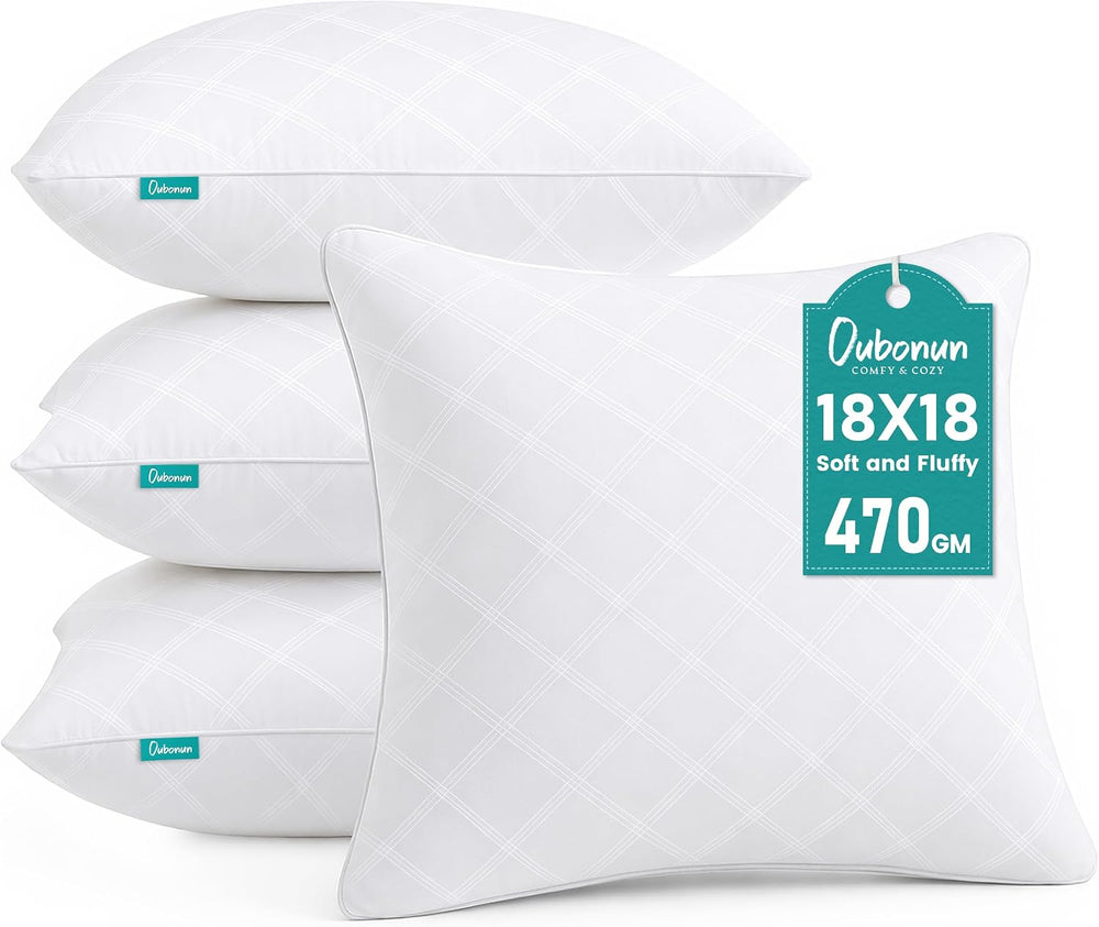 Oubonun 18 x 18 Throw Pillow Inserts Set of 4,Soft Square Cushion Inner