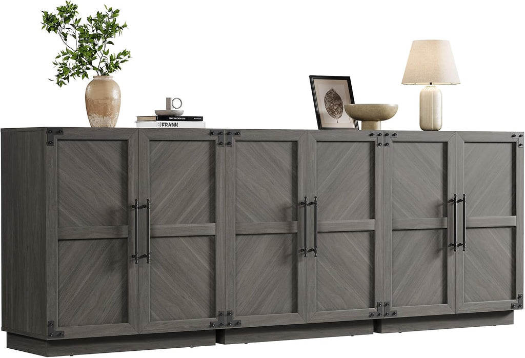 SICOTAS Large Modern Industrial Sideboard Buffet Cabinet with Storage Doors