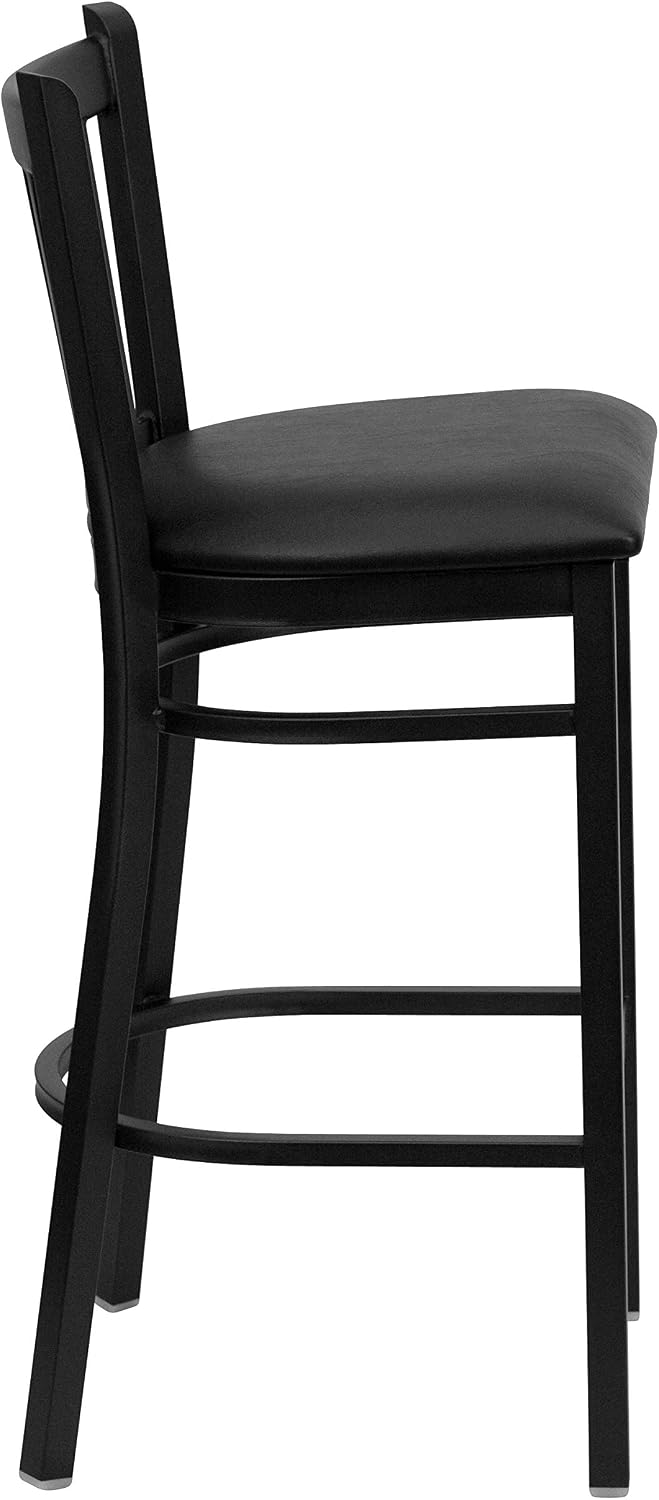 Flash Furniture Hercules Vertical Back Restaurant Barstool, Black, 2-Pack