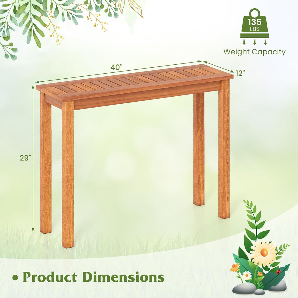 Tangkula Narrow Outdoor Solid Wood Dining Table