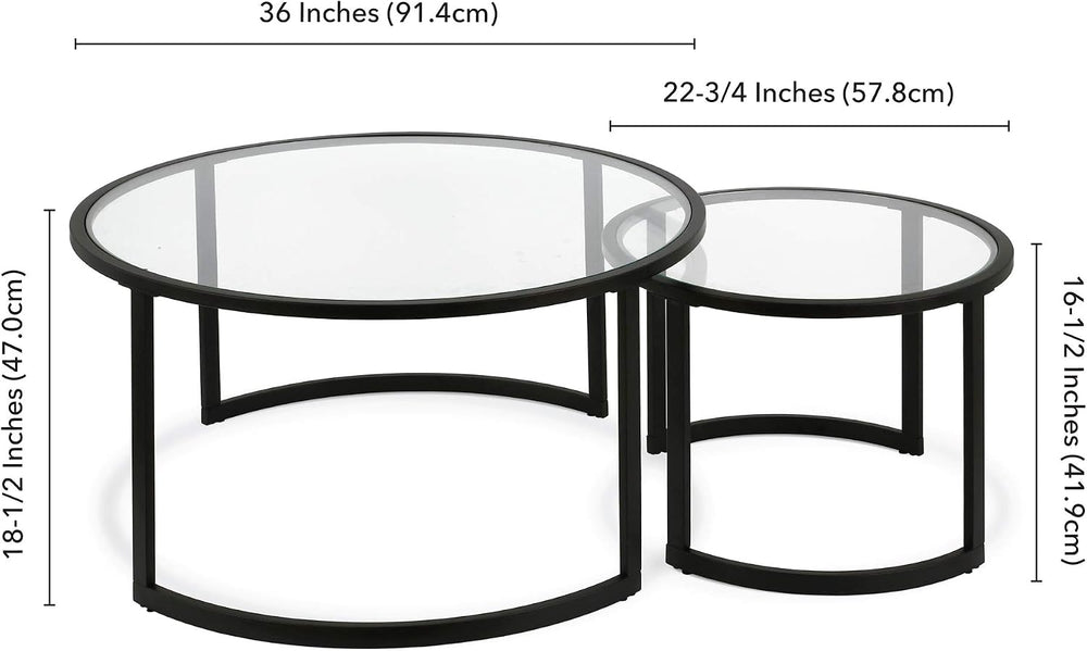 Henn&Hart 36" Modern Coffee Table, Black