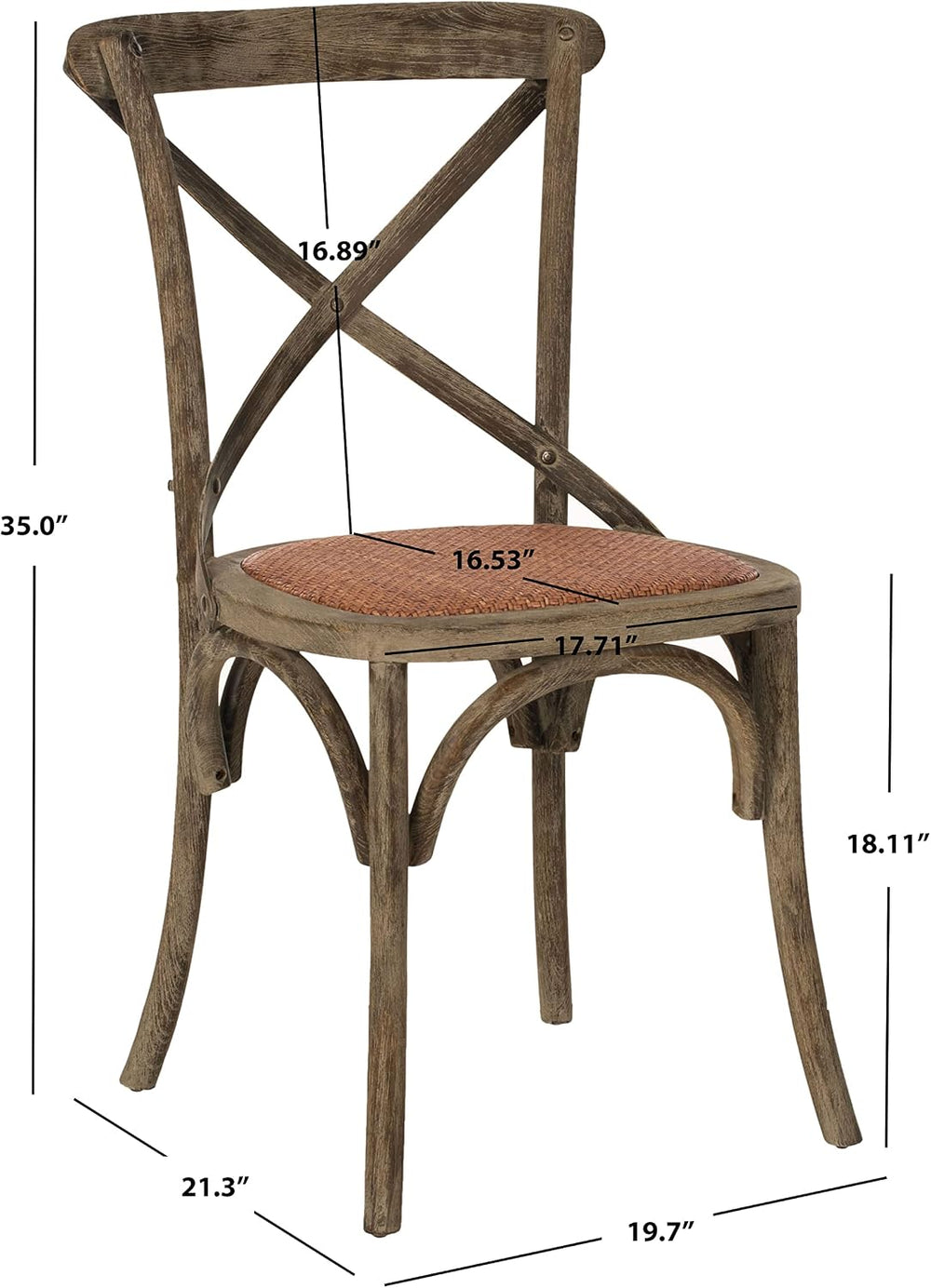 SAFAVIEH Franklin X Wood Accent Chair Set of 2, 18.11" Seat AMH9500D