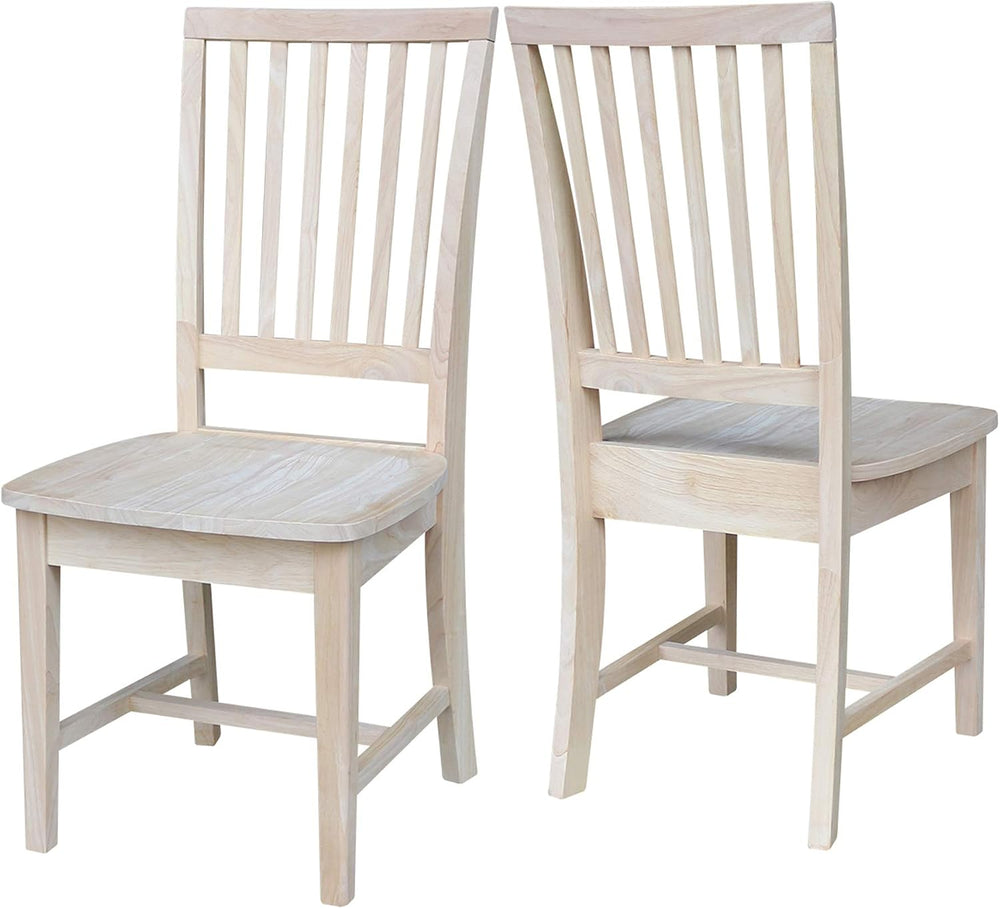 IC INTERNATIONAL CONCEPTS Solid Wood Set of 2 Mission Chairs, Unfinished