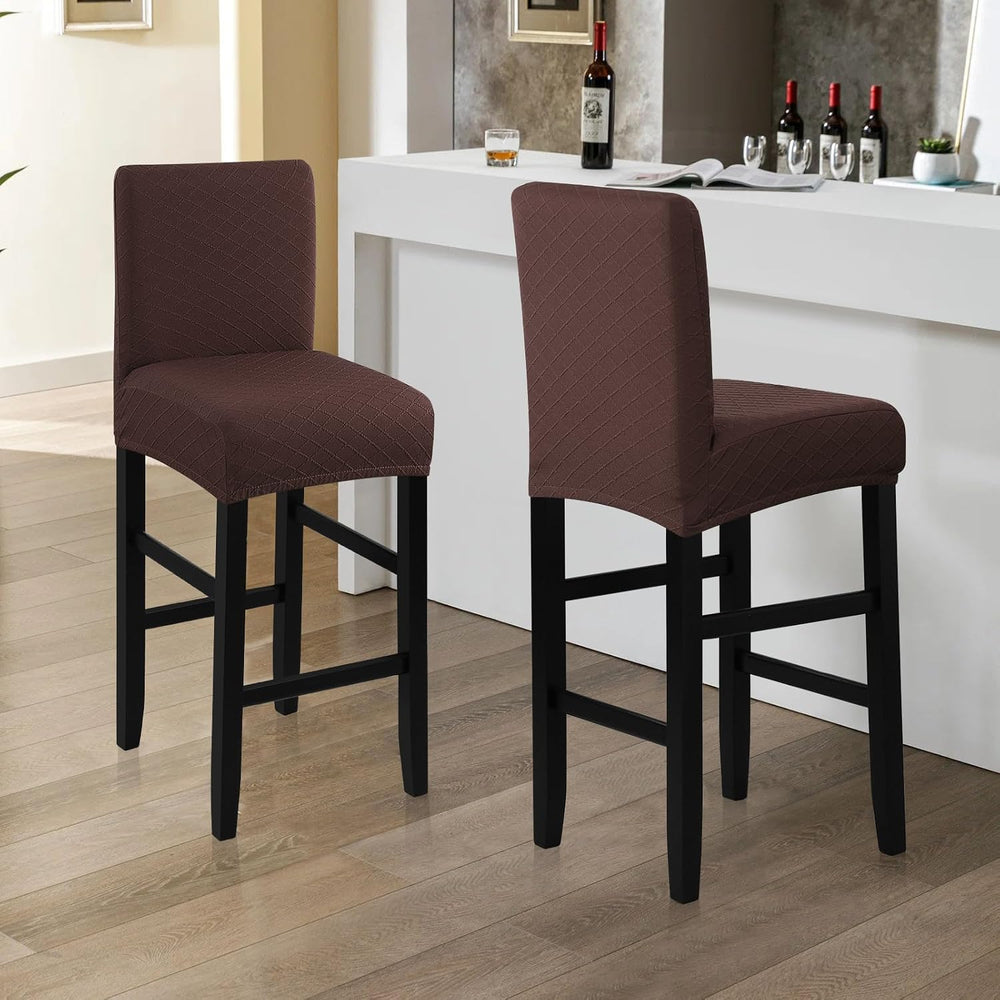 Fuloon Waterproof Barstool Covers Chair Slipcovers, Chocolate, 4 Pack