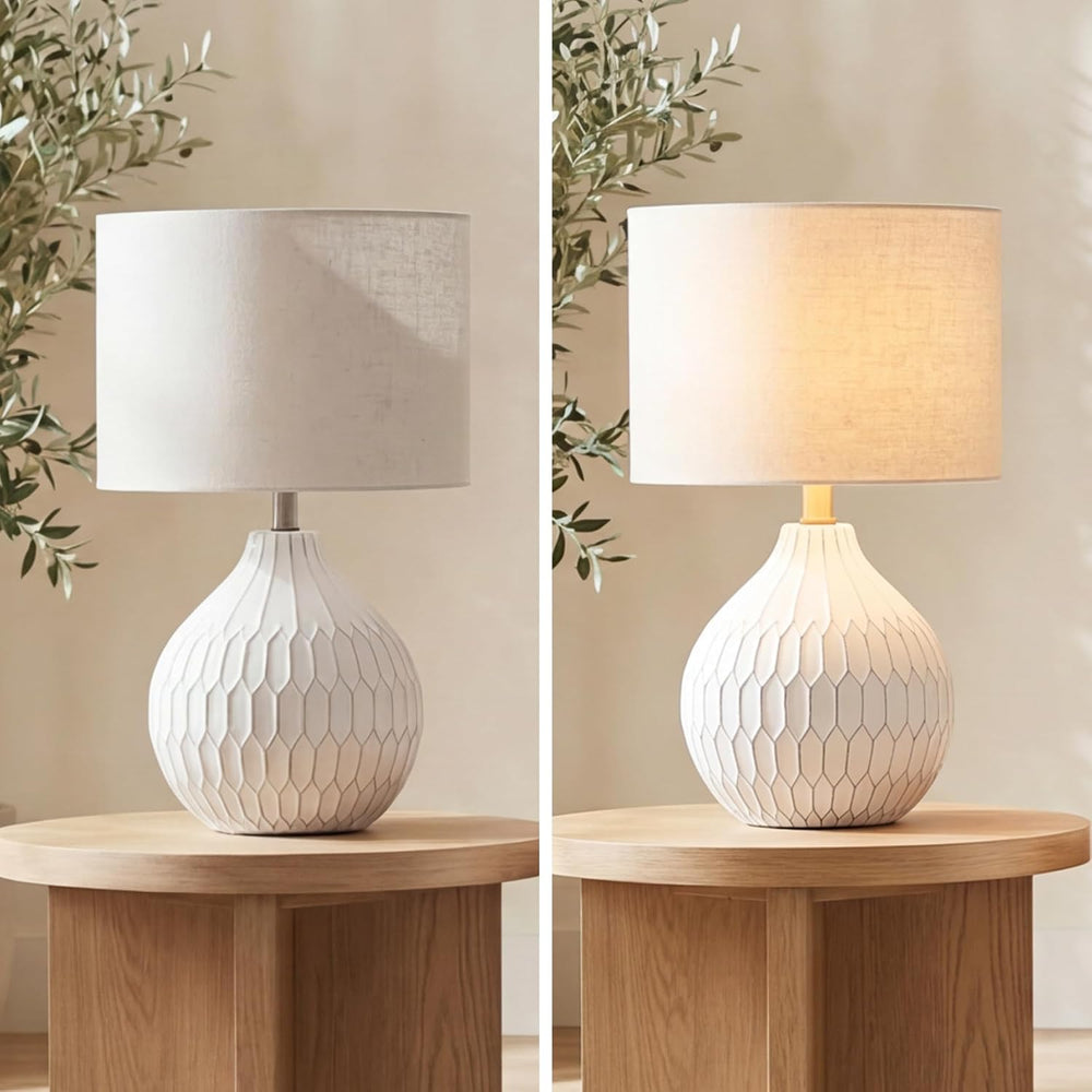 Signature Design by Ashley Ceramic Table Lamp, Bedside, Antique White