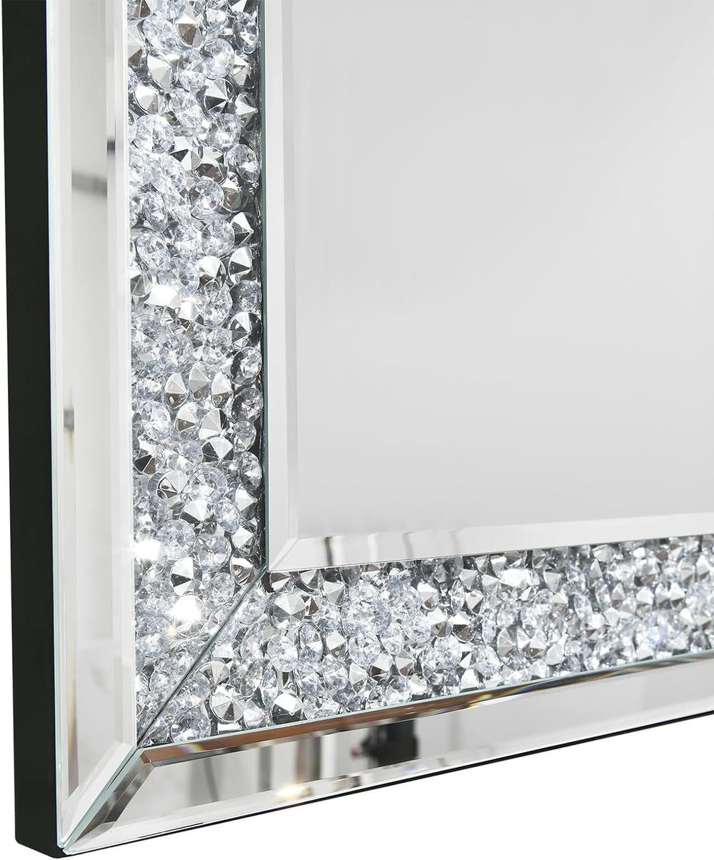 Crystal Crush Diamond Mirror 47x24inch Silver Rectangle Wall Mirror