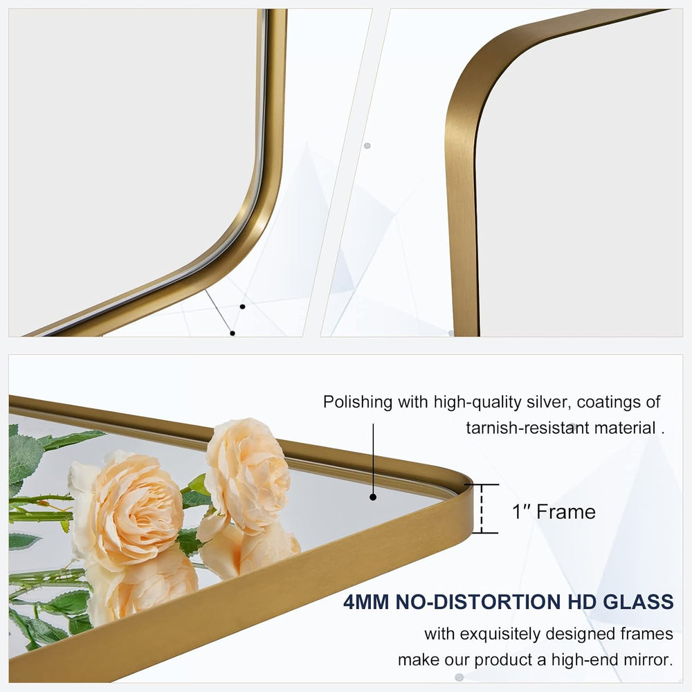 ANDY STAR Gold Bathroom Mirrors for Over Sink, 30x55 InchBrushed Gold Wall Mi...