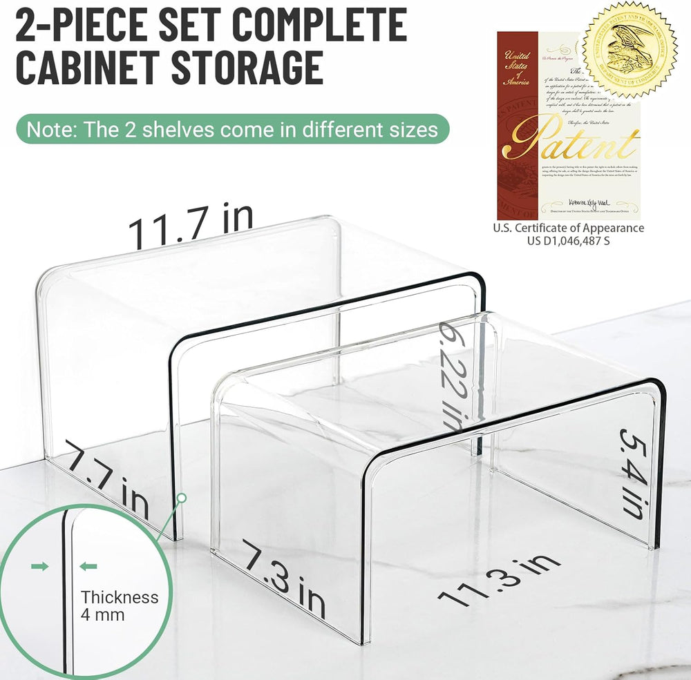 Bobomoment Clear Cabinet Organizer, Stackable Shelf Organizer Set of 2
