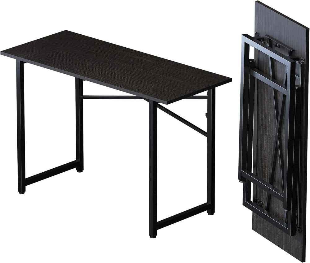Lutown-Teen Folding Computer Desk 47 inch No Assembly Required, Black