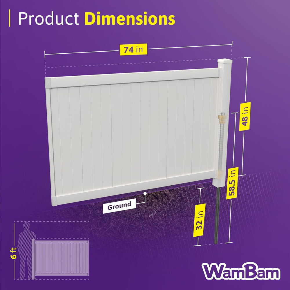 WamBam Westport Privacy Fence, White Vinyl No Dig DIY Kit