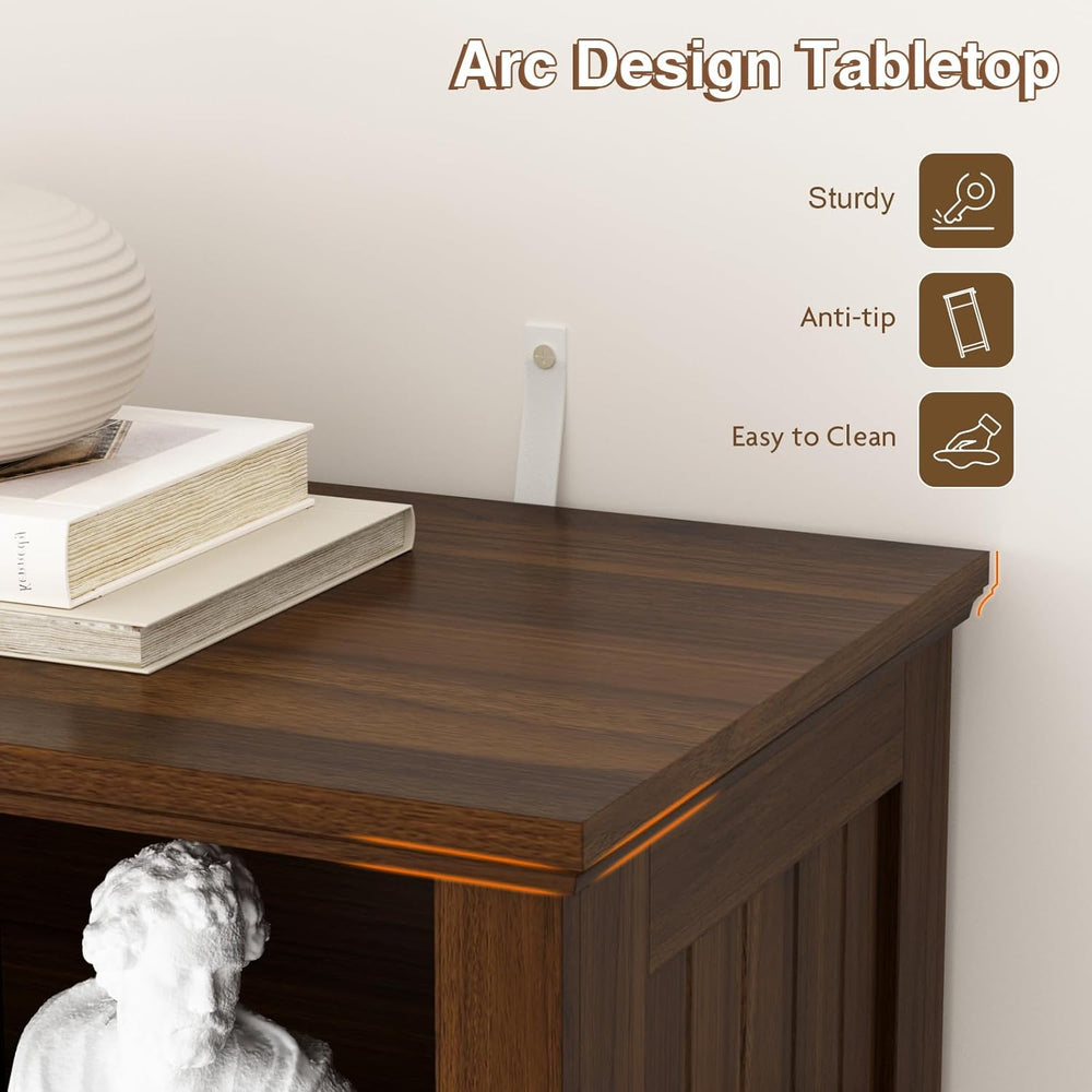 8 Cube Storage Organizer, 62" Long Low Horizontal Bookshelf,Walnut