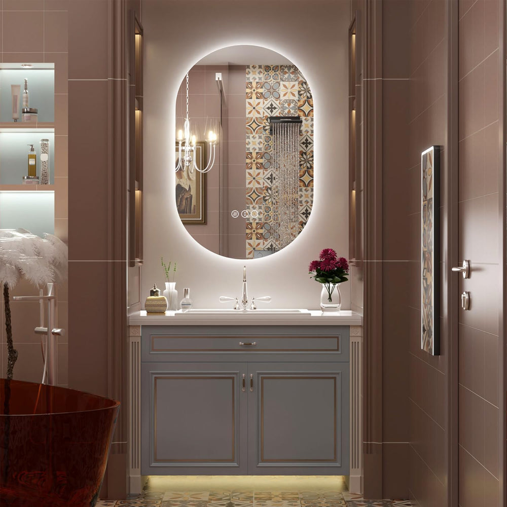 SMIROR 24x36 Oval Backlit LED Bathroom Vanity Mirror with Lights for Wall