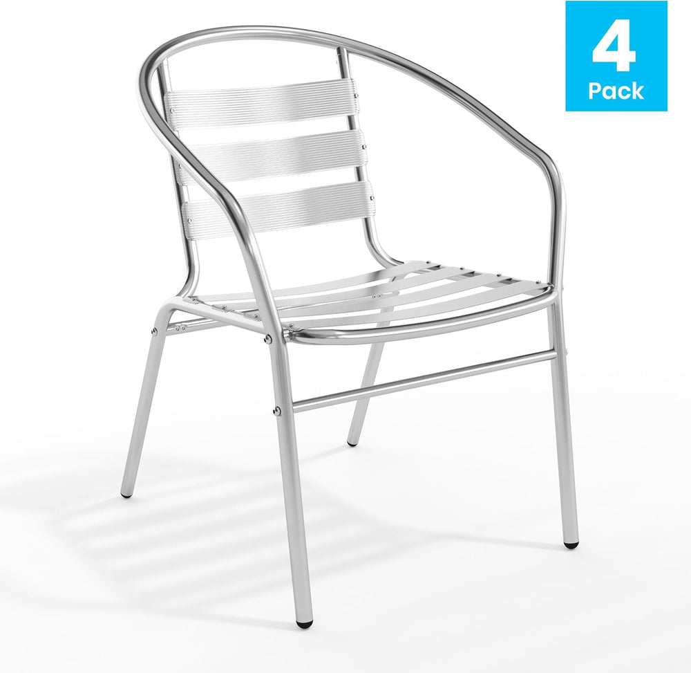 Flash Furniture Lila 4 Pack Commercial Aluminum Indoor-Outdoor Restaurant Sta...