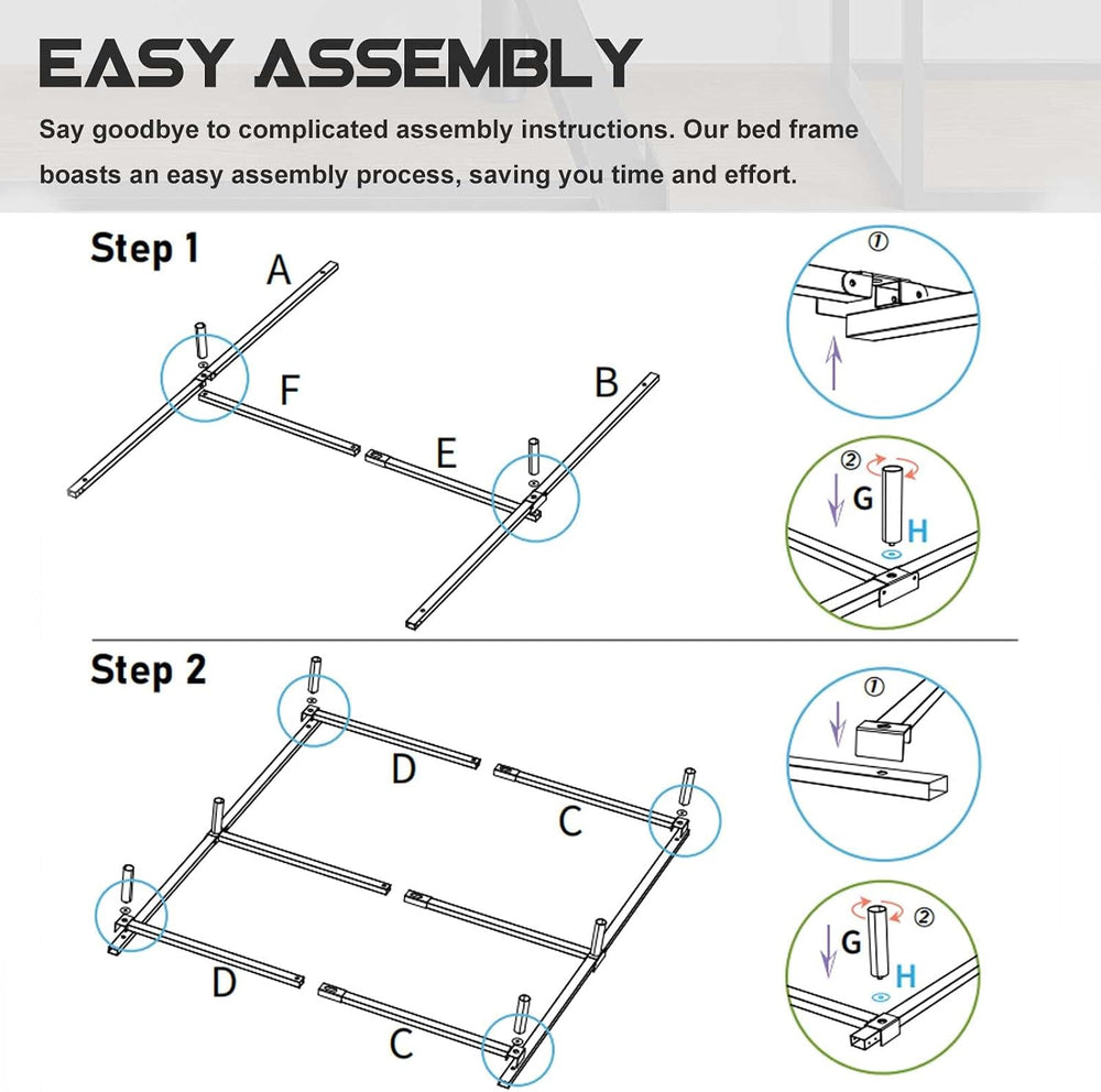 Bedsnus 7 Inch Metal Bed Frame Queen Size, Compatible with Most Brand Box Spr...