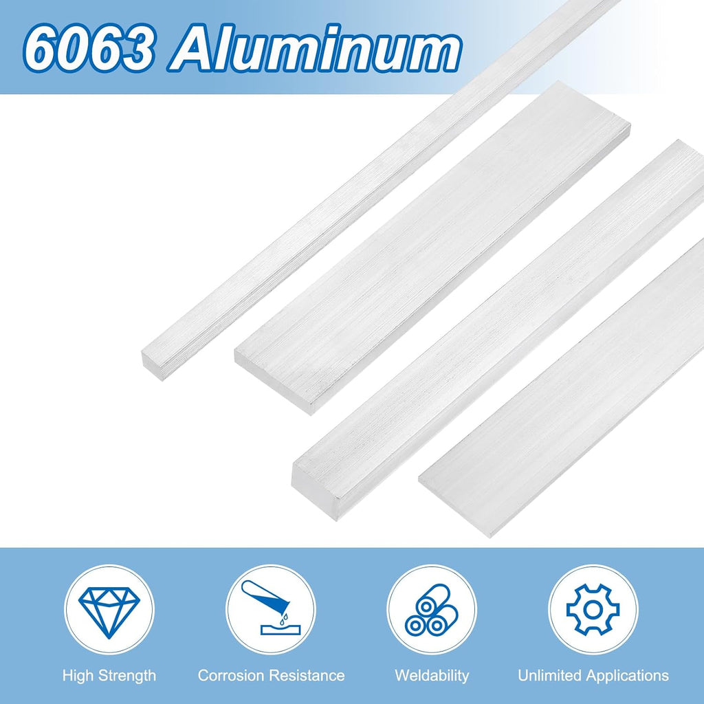 uxcell Square Aluminum Flat Bar, 1/2"x4"x12" 6063 Aluminum Plate