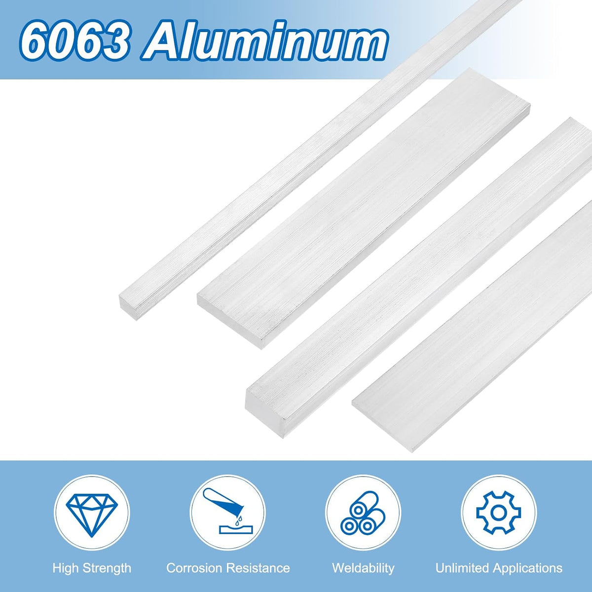 uxcell Square Aluminum Flat Bar, 1/2"x4"x12" 6063 Aluminum Plate