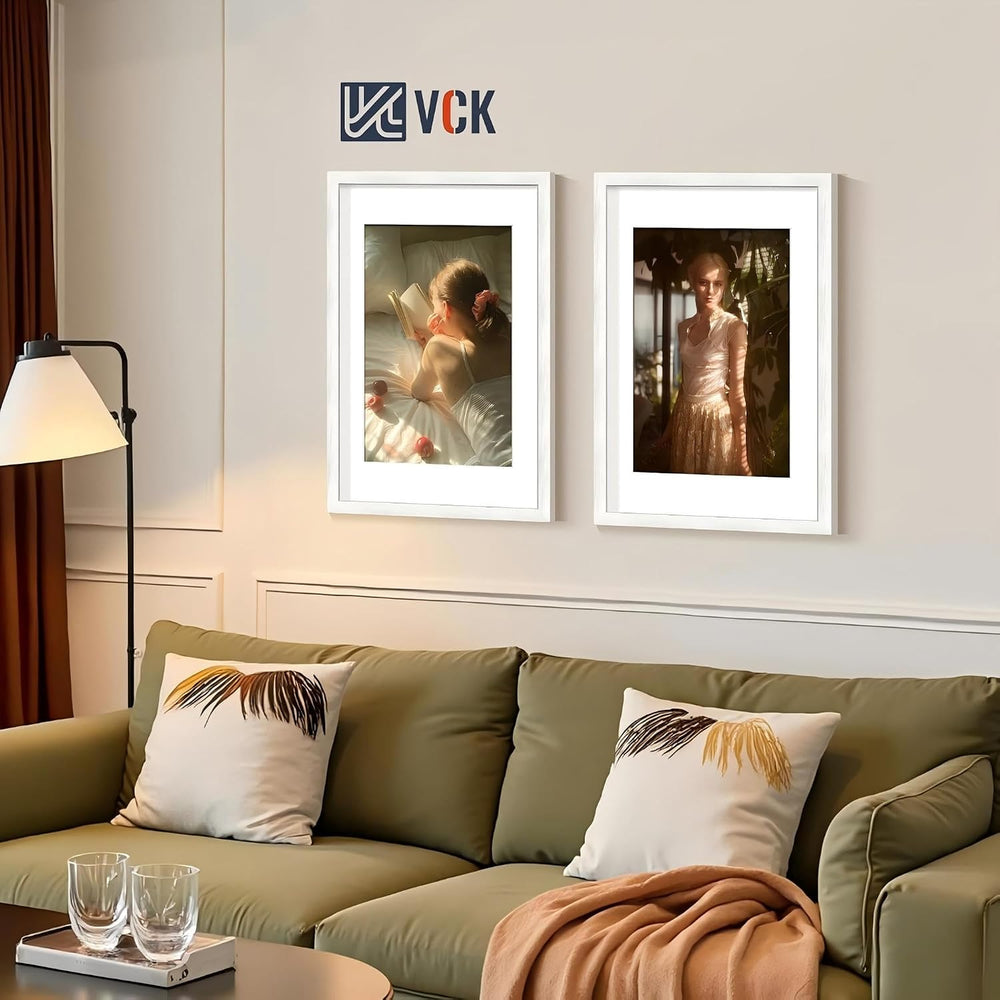 VCK 16x24 Picture Frame 4 Pack, White Wood with 12x18 Mat, for Poster