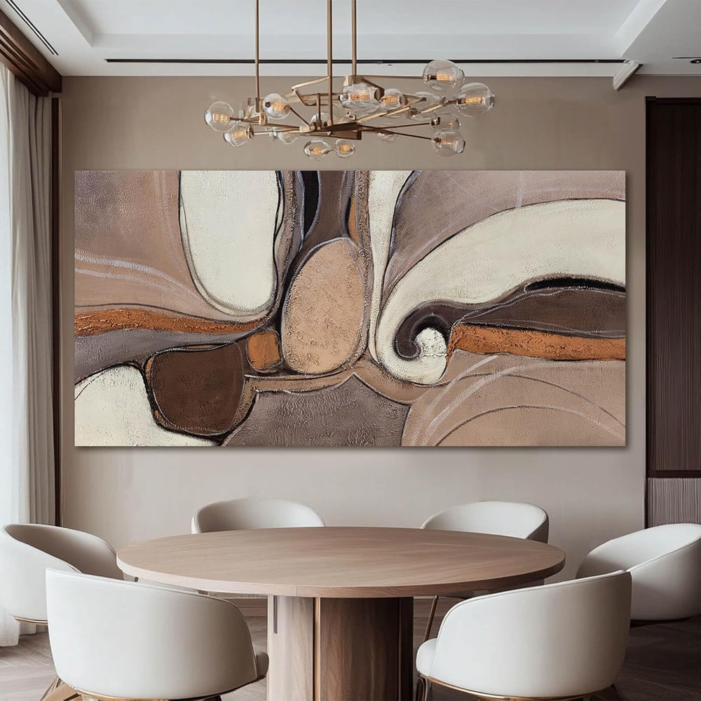 YETHEN WAL Large Neutral Abstract Wall Art Organic Swirl Home Decor Aesthetic...
