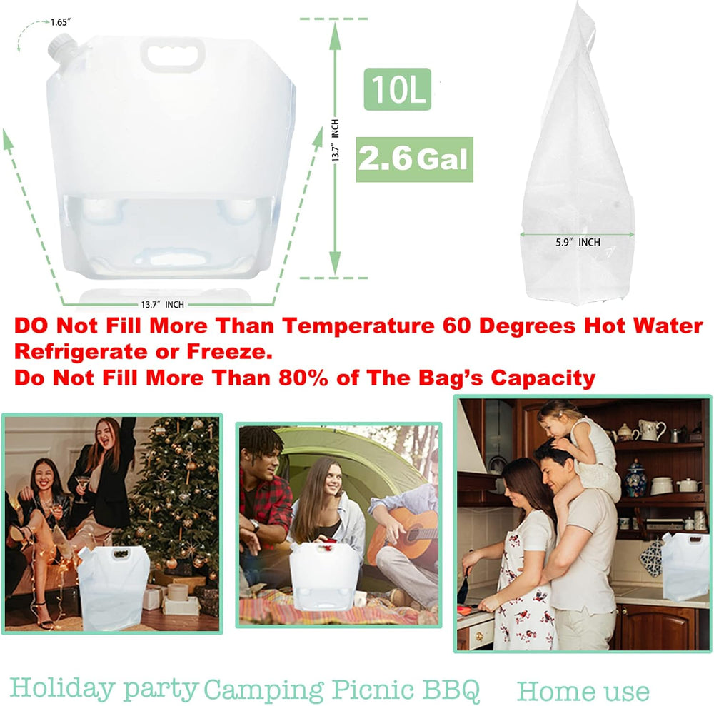 21 Gallons (8 pcs, 2.6 Gallons Each) Foldable Water Storage Containers