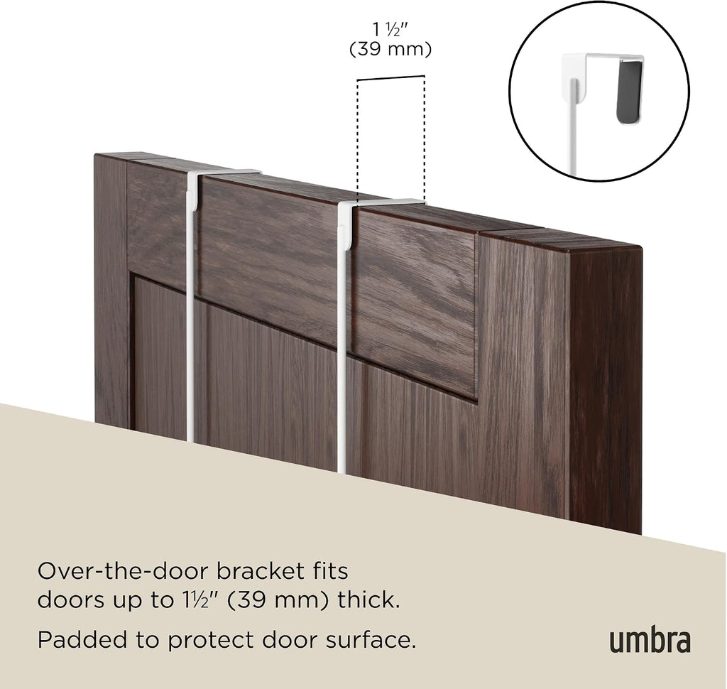 Umbra Estique Coat Rack, Over the Door Wall Hooks, 14 Hook, White/Natural