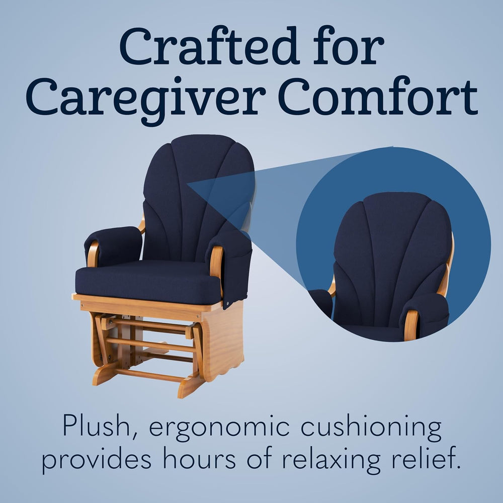 Foundations Lullaby Wood Base Glider Rocker Chair, Navy Polyester