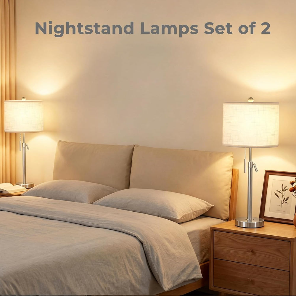 Qingmiao Table Lamps Set of 2, 22" to 30" Adjustable Nightstand Lam...