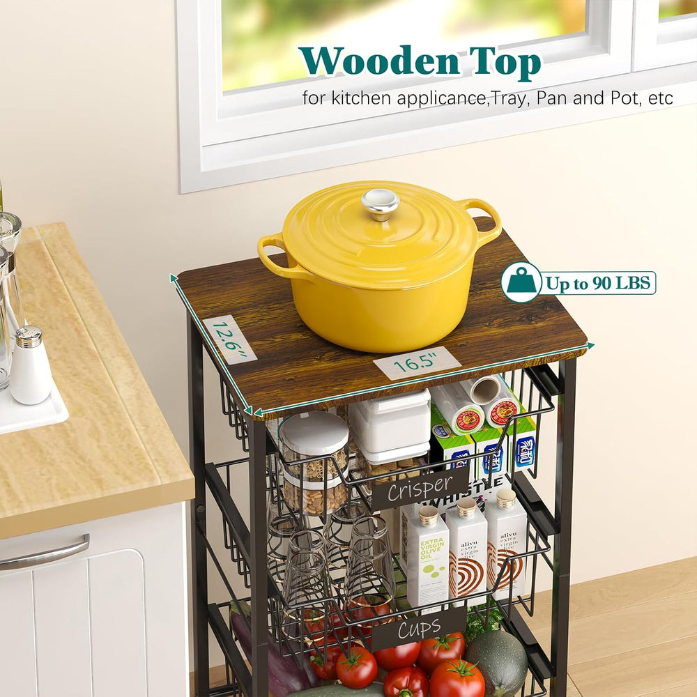 CHLORYARD 5-Tier Vegetable Fruit Basket Kitchen Storage Rolling Cart on Wheel...