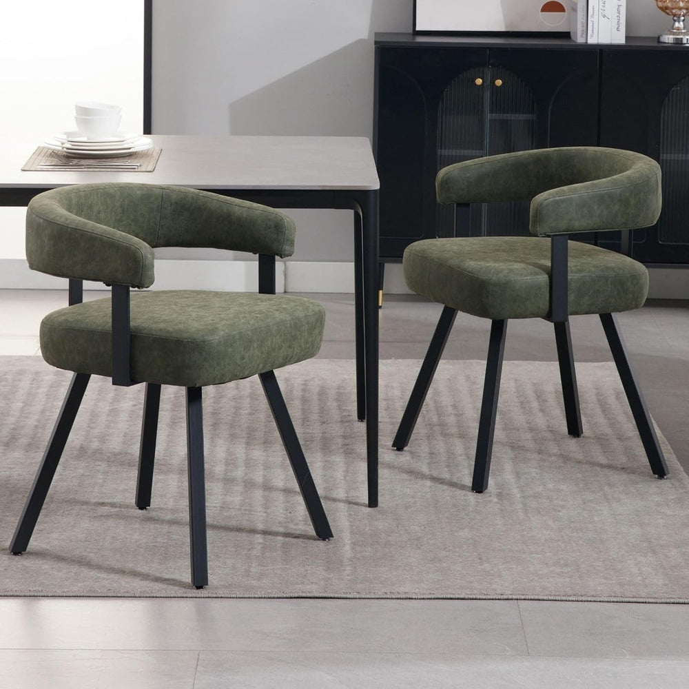 LukeAlon PU Leather Dining Chairs Set of 2, Upholstered Armchair with Padded ...