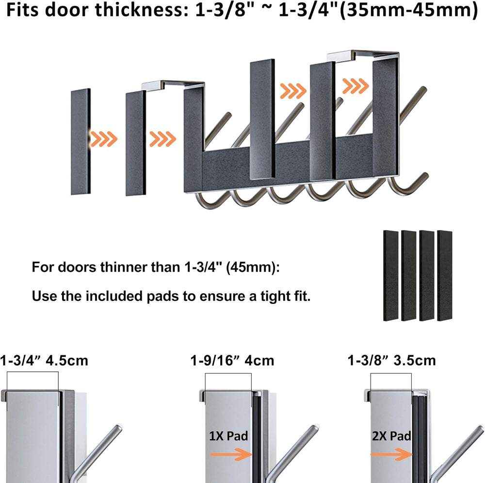 Dseap Over The Door Hook Hanger - 6 Hooks Over Door Coat Rack for Hanging Clo...
