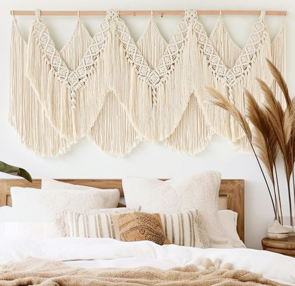 Macrame Wall Hanging Wedding Hanger Tassel Knotting Boho Decor 47"W*25&q...