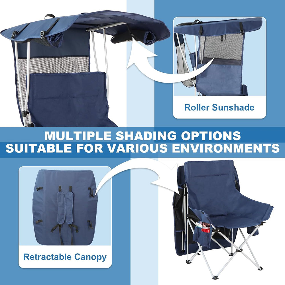 Folding Camping Chairs Canopy Outdoor: Sports Portable Beach Chair with Canop...