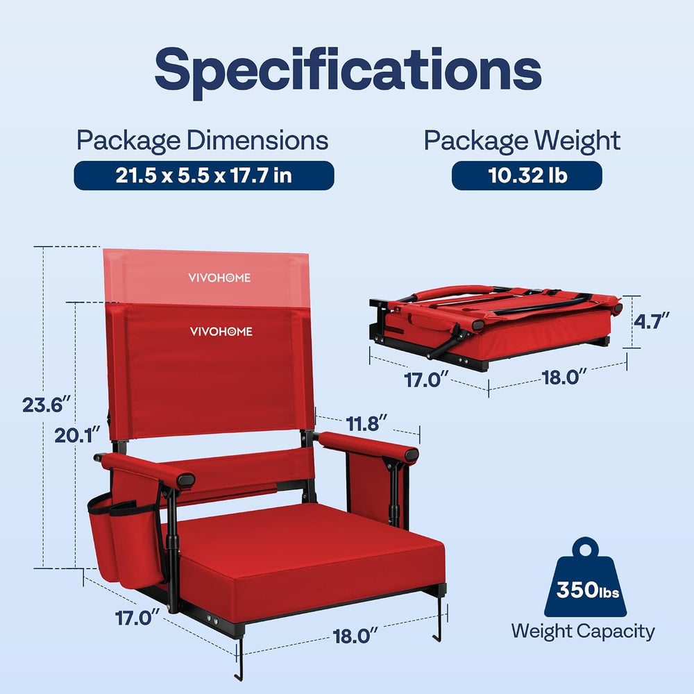VIVOHOME Adjustable High Back Stadium Seats with Back Support and Cushion