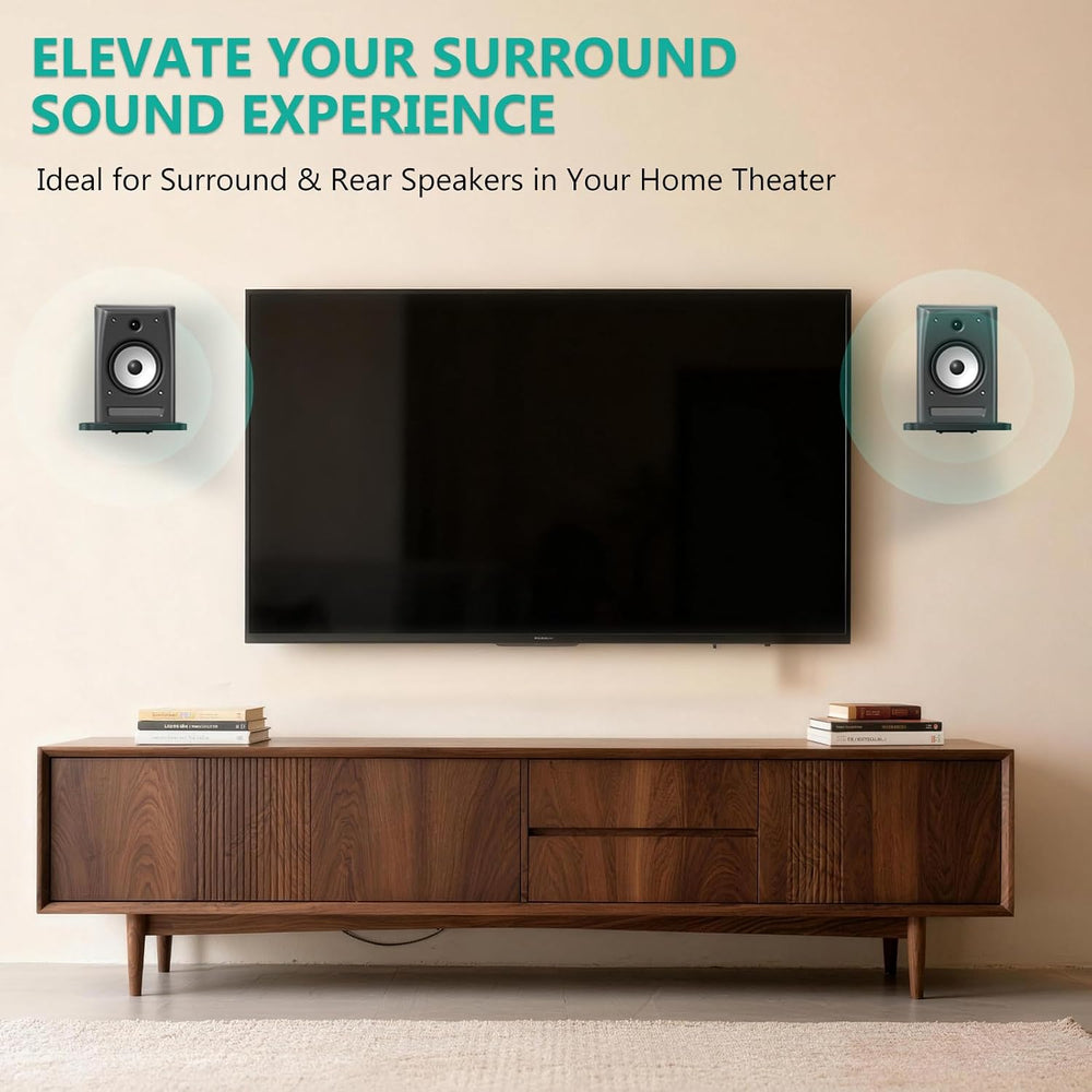 WALI Surround Sound Speaker Wall Mount, 1 Pair Heavy Duty Floating Shelf