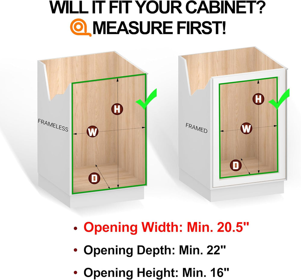JOWBOOW 2 Tier Pull Out Cabinet Organizer 20"W x 22"D, Solid Wood
