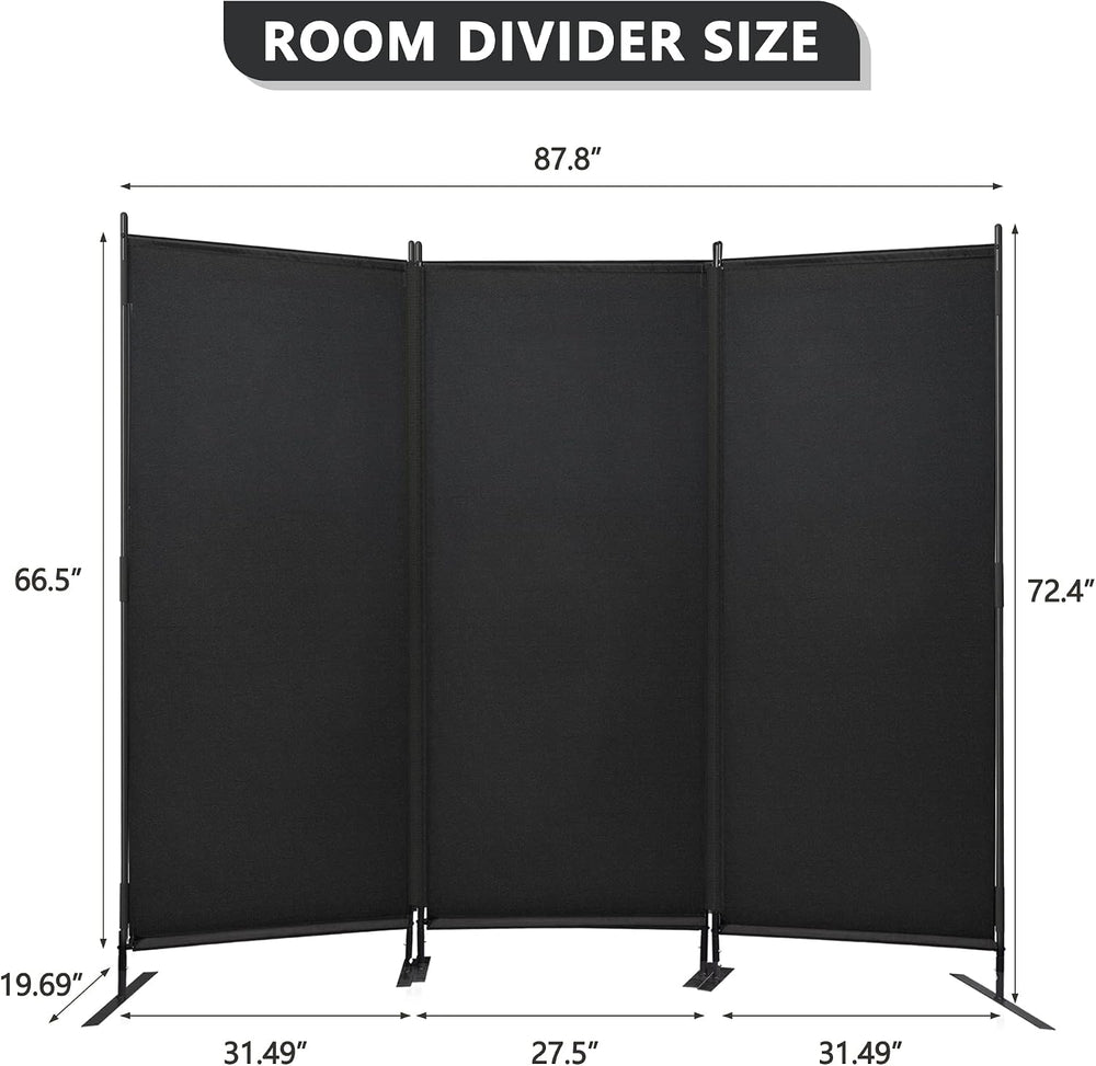 JAXPETY Room Divider Panel 6Ft Privacy Screen Wall Dividers, Black