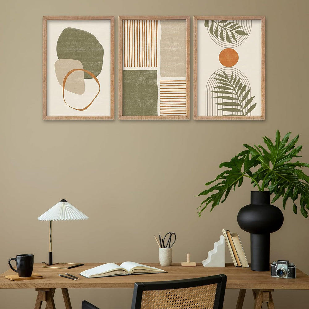 SRSZHIYUE Large Green Abstract Boho Plant Wall Art Set of 3 16"x11"...