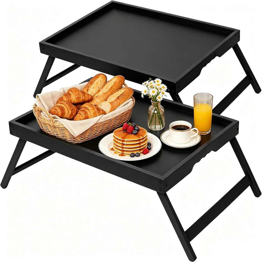 Artmeer FSC 100% Bamboo Bed Trays, X-Large, 2-Pack, Black