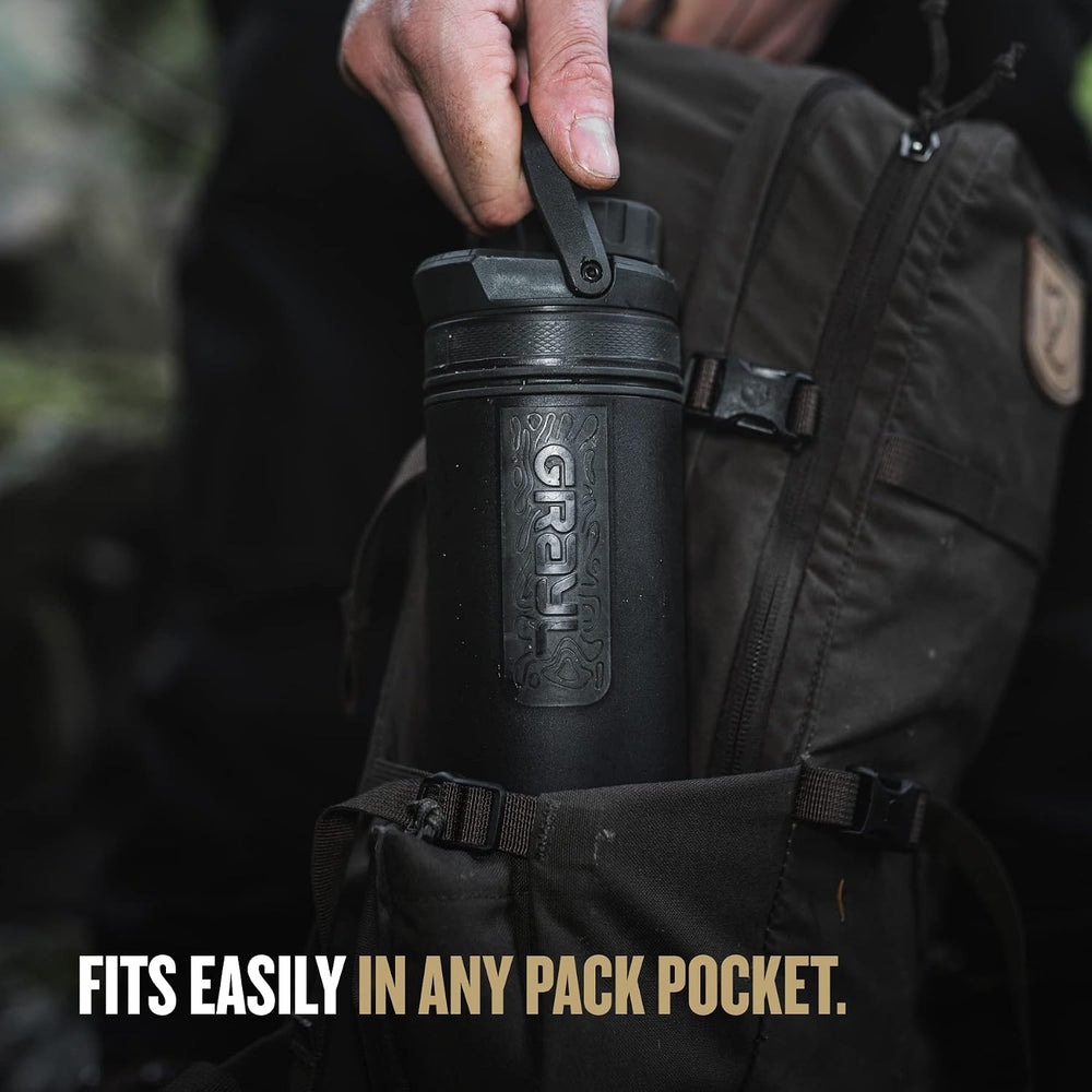 GRAYL UltraPress 16.9 oz Water Purifier & Filter Bottle, Covert Black