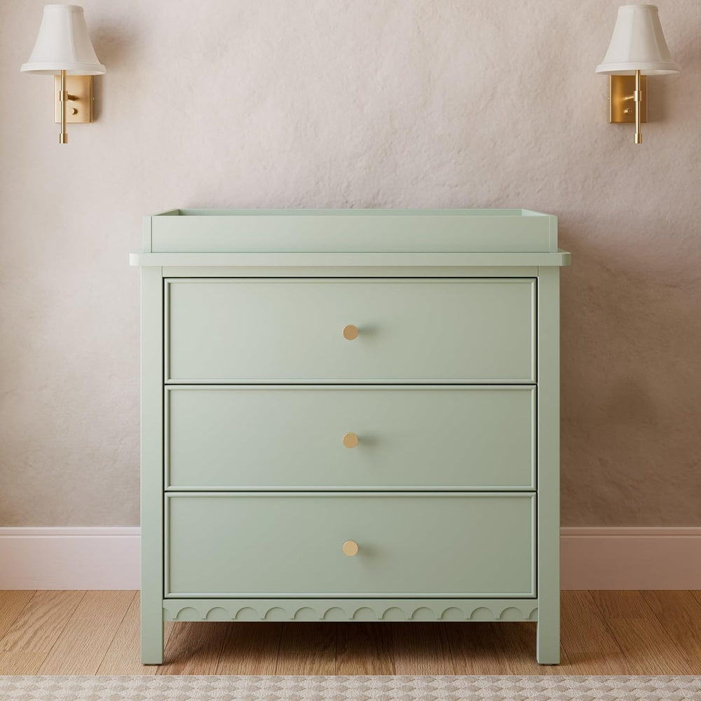 Graco Sasha 3-Drawer Chest with Changing Table Topper, Sage