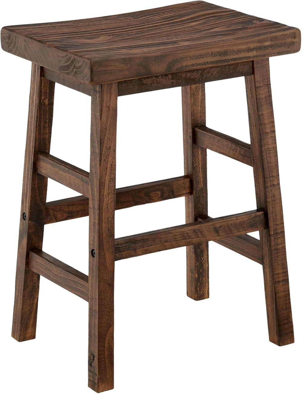 Alaterre Pomona Solid Wood Dining Bar Stool, Rustic Brown, 26 Inch