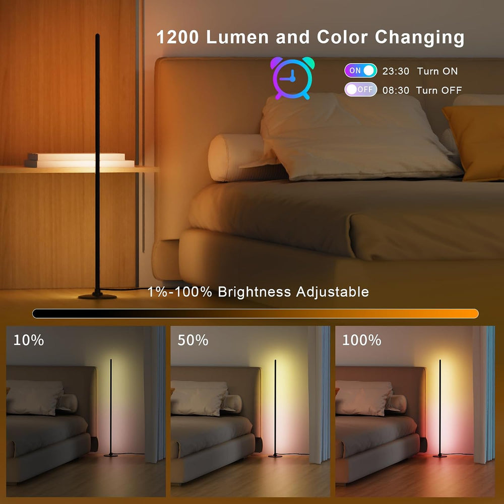 Lanmonlily Corner Floor Lamp, Alexa Compatible, RGBICW, Music Sync