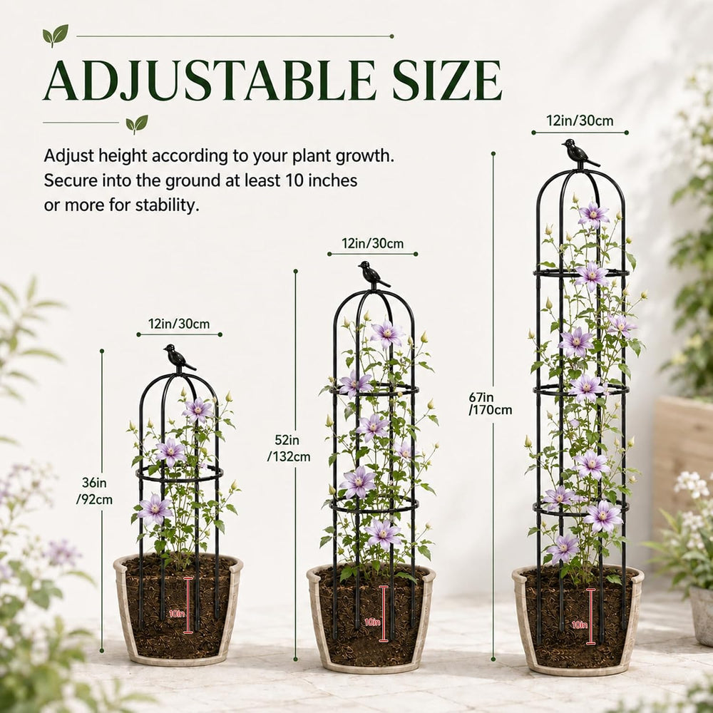 FOLLOOK Garden Obelisk Trellis for Climbing Plants Outdoor, 2 Pack