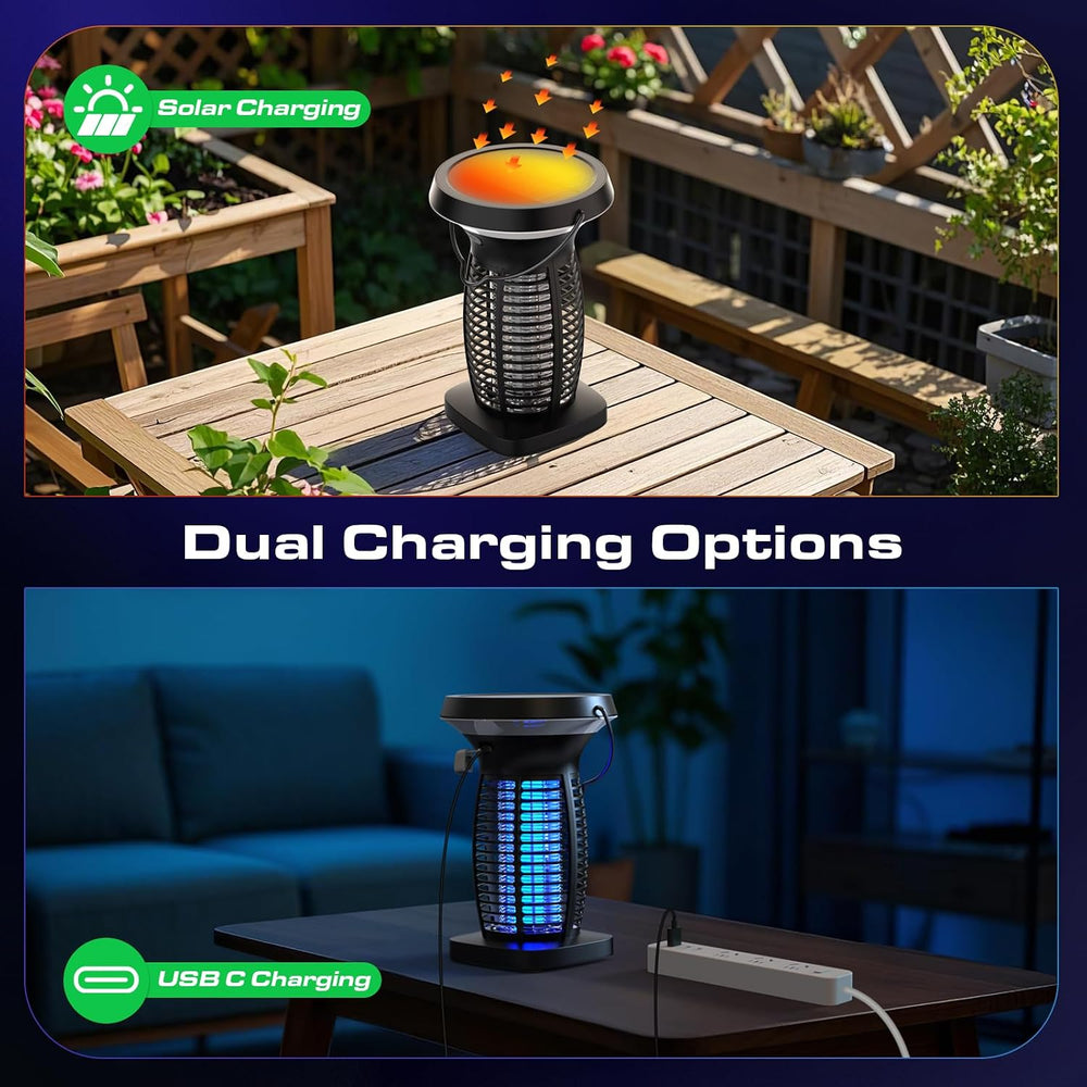 OnBeam Solar Powered Bug Zapper, Outdoor Mosquito Fly Zapper for Patio