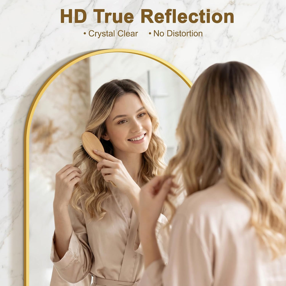 FGU Arched Bathroom Mirror for Over Sink 36"x24" Gold Vanity Mirror