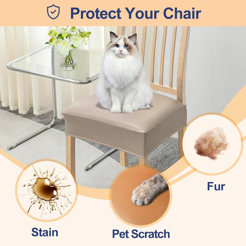 Smiry Waterproof Pu Leather Seat Covers for Dining Room Chairs Set of 8