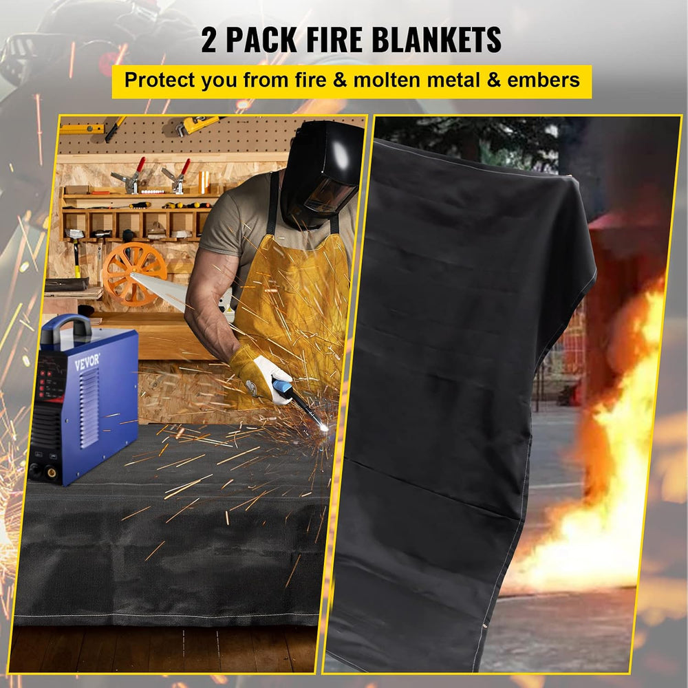 VEVOR Fire Blankets, 2 Pack Welding Blankets, 6' x 10' Fire Suppressi...