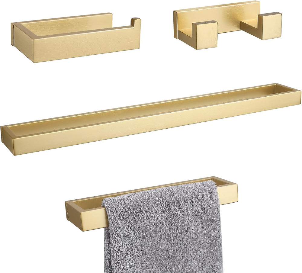 Lairuier Brushed Gold Bathroom Hardware Accessories, 4PCS Towel Bar Set